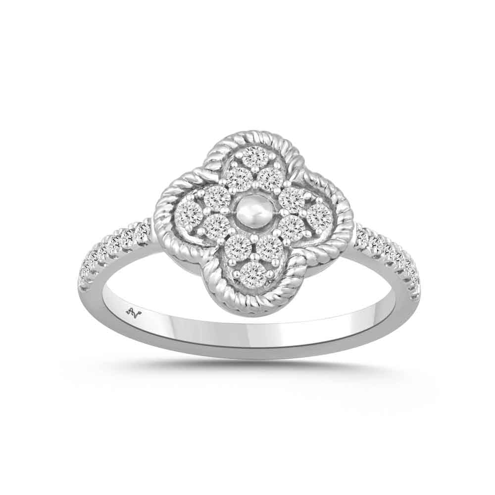 LADIES RING 0.33CT ROUND DIAMOND 14K WHITE GOLD