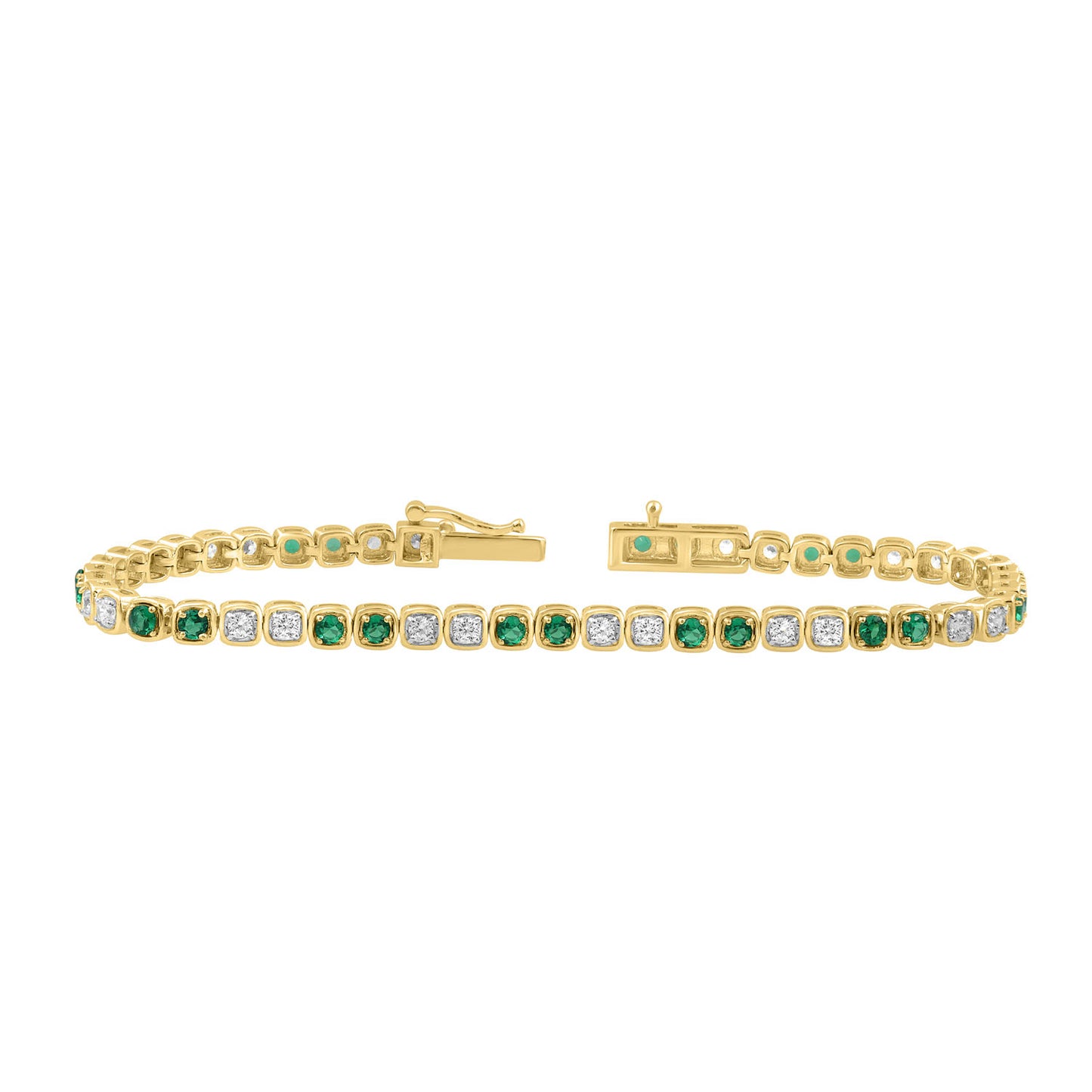 LADIES BRACELET 1.10CT ROUND/EMERALD DIAMOND 14K YELLOW GOLD (CENTER STONE 0.10CT ROUND DIAMOND)