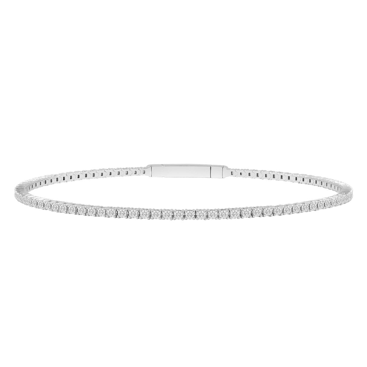 LADIES FLEXIBLE BANGLE 5CT ROUND DIAMOND 14K WHITE GOLD