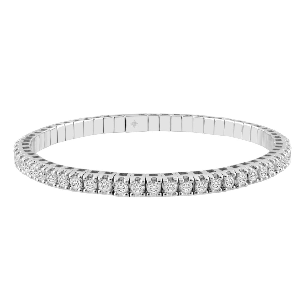 14K WHITE GOLD 4.00CT ROUND DIAMOND LADIES FLEXIBLE BANGLE