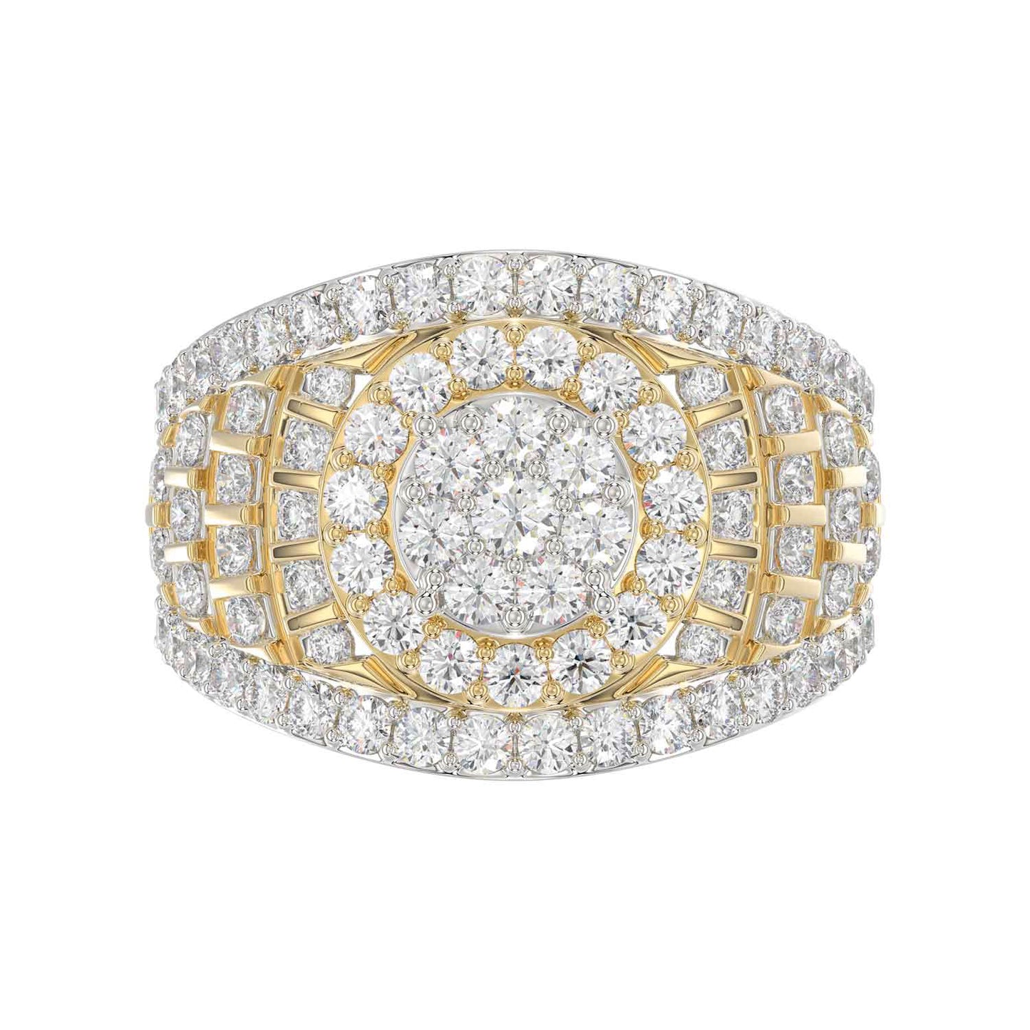 LADIES RING 2.00CT ROUND DIAMOND 10K YELLOW GOLD