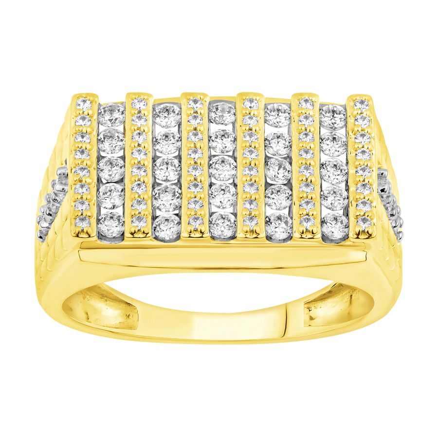 MEN'S RING 3.00CT ROUND DIAMOND 10K YELLOW GOLD