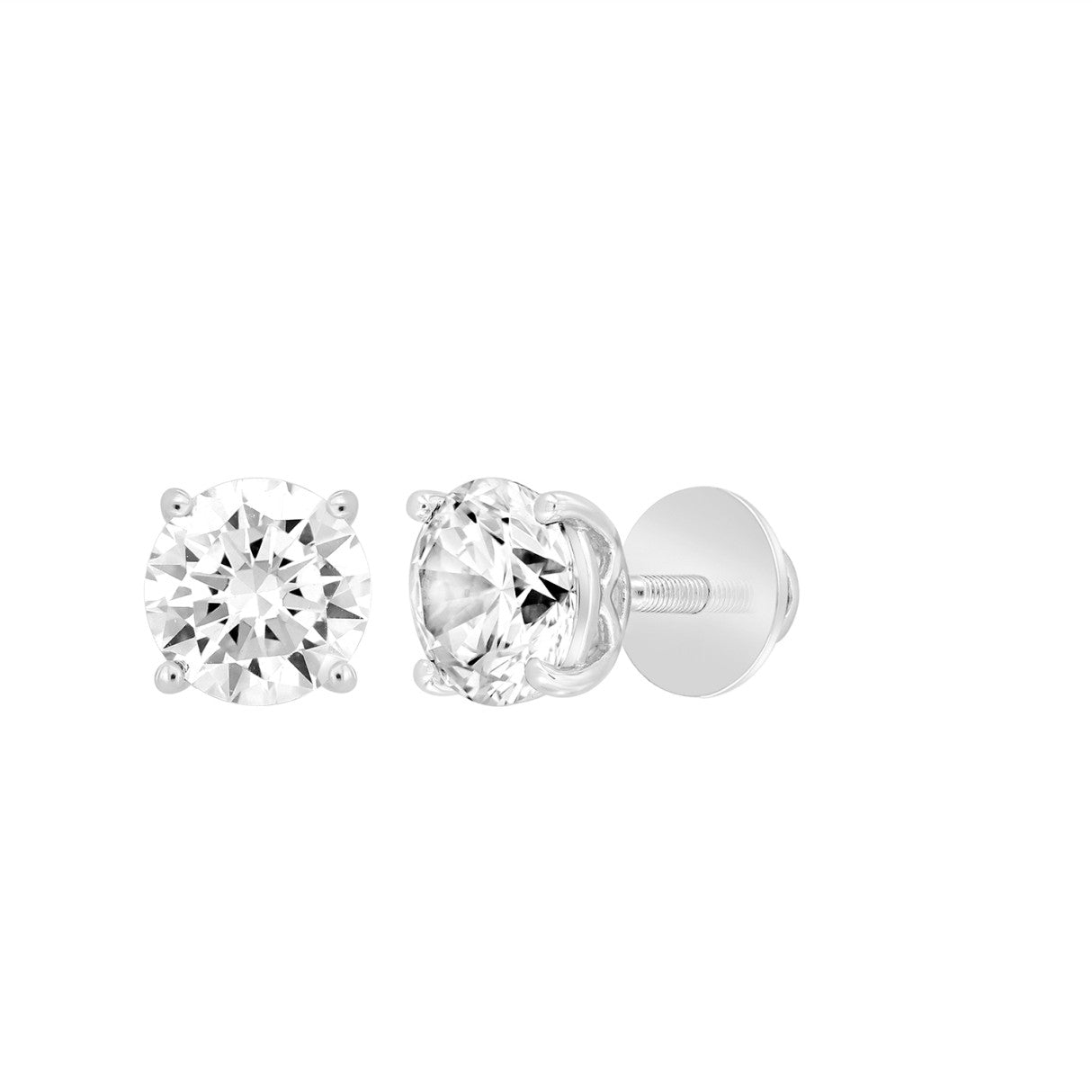 LADIES SOLITAIRE EARRINGS 4CT ROUND DIAMOND 14K WHITE GOLD (CENTER STONE ROUND DIAMOND 2.00CT)