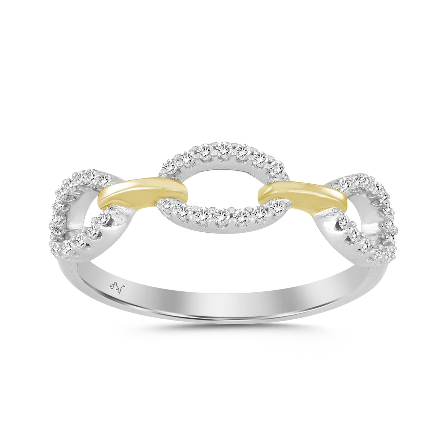 LADIES RING 0.16CT ROUND DIAMOND 10K STERLING SILVER WHITE/YELLOW