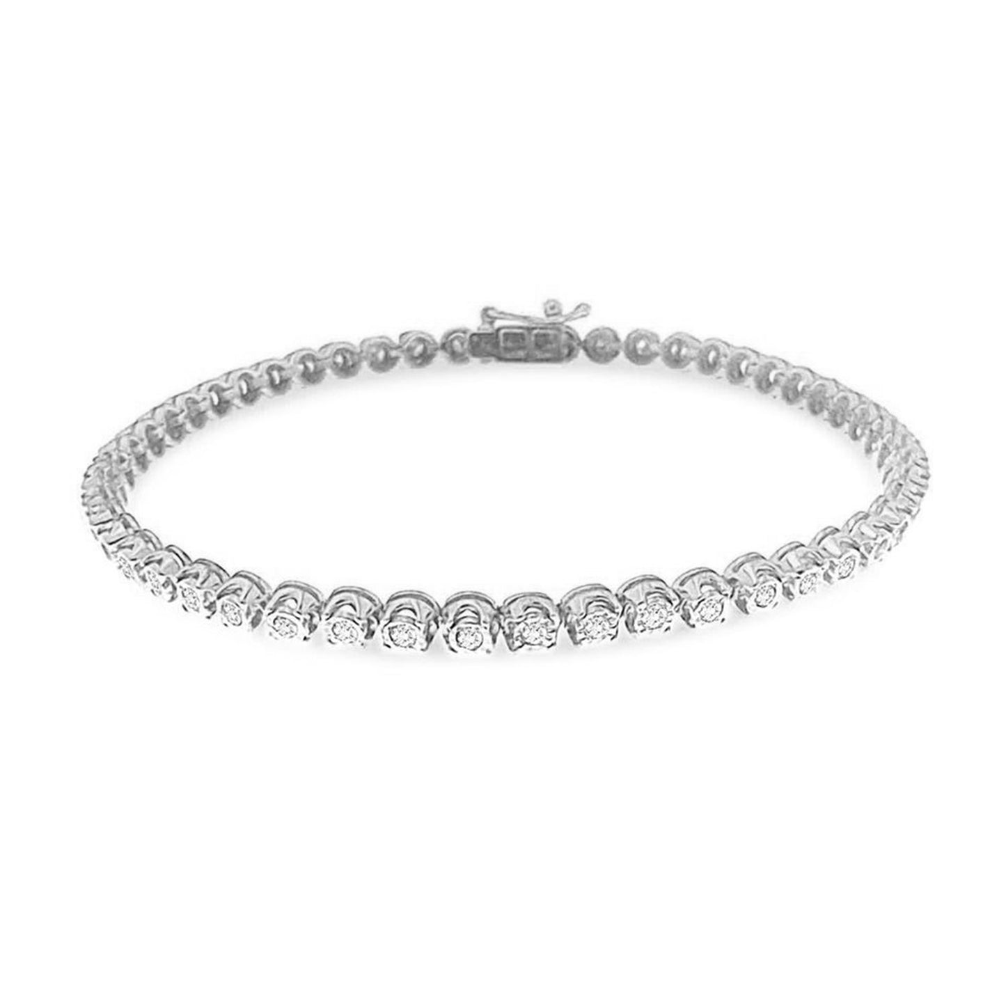 LADIES BRACELET 1.00CT ROUND DIAMOND STERLING SILVER/WHITE