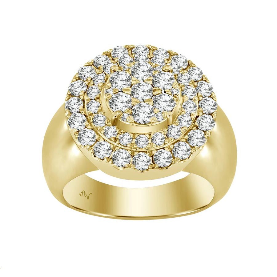 MEN'S RING 2.25CT ROUND DIAMOND 10K YELLOW GOLD