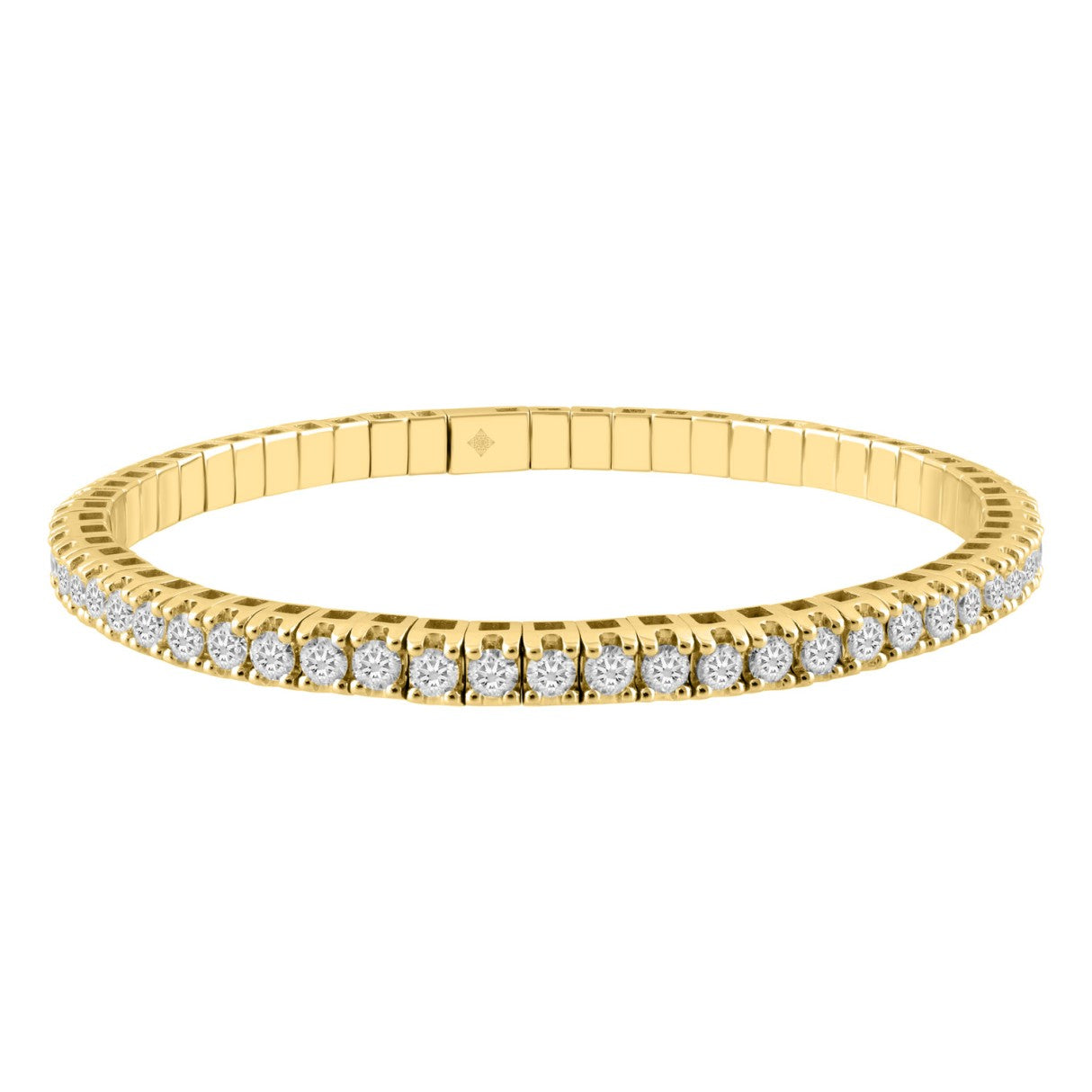 14K YELLOW GOLD 4.00CT ROUND DIAMOND LADIES FLEXIBLE BANGLE