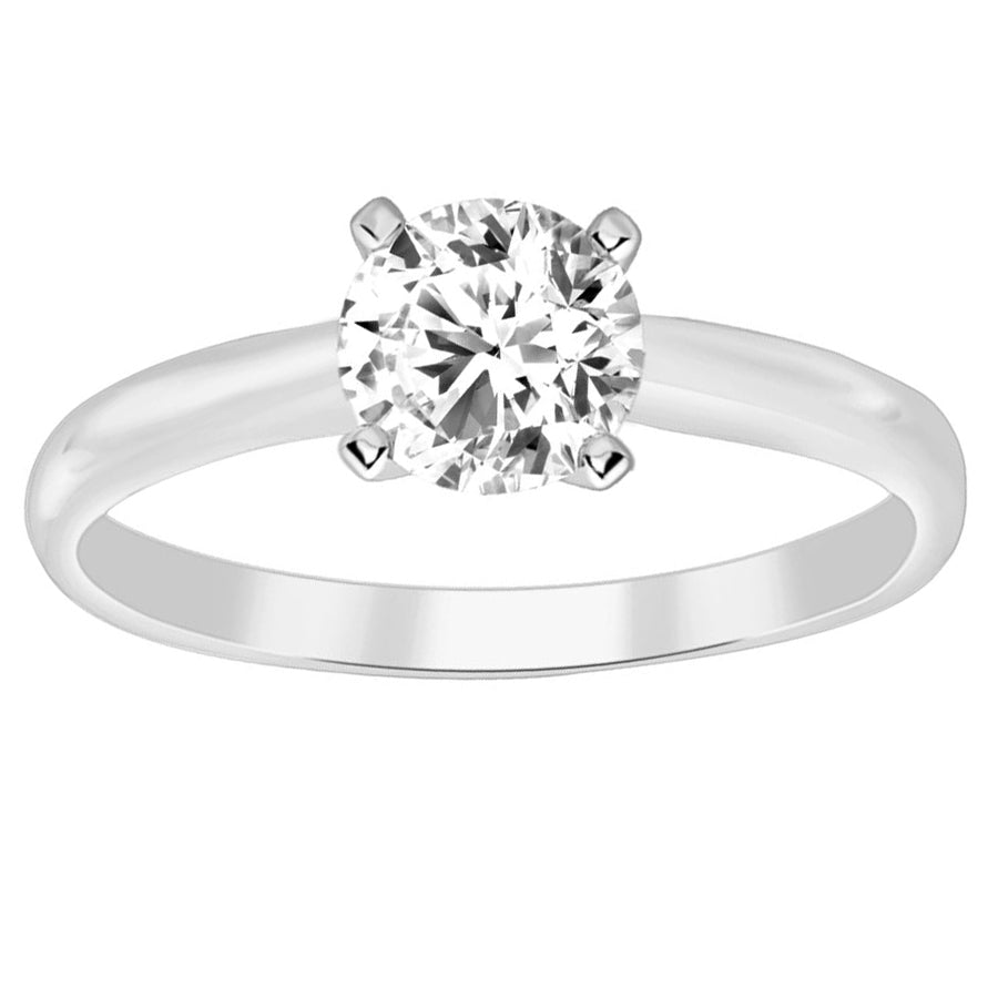 LADIES SOLITAIRE RING 2.00CT ROUND DIAMOND 14K WHITE GOLD