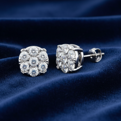 LADIES EARRINGS 0.25CT ROUND DIAMOND STERLING SILVER/WHITE GOLD