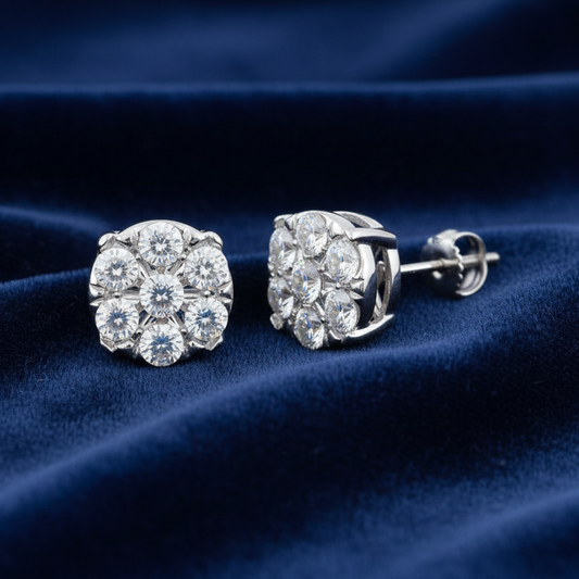 LADIES EARRINGS 0.25CT ROUND DIAMOND STERLING SILVER/WHITE GOLD