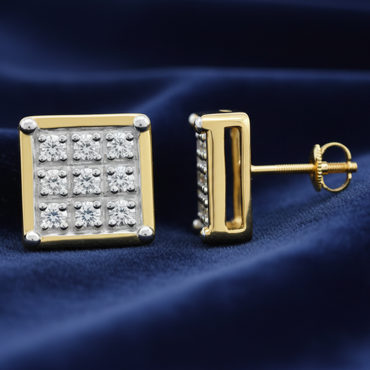 MEN'S YUVA EARRINGS 0.05CT ROUND DIAMOND 10K YELLOW GOLD