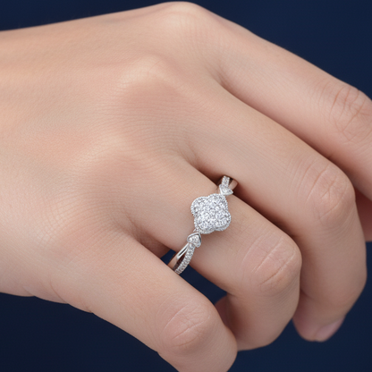 LADIES RING 0.15CT ROUND DIAMOND 14K WHITE GOLD