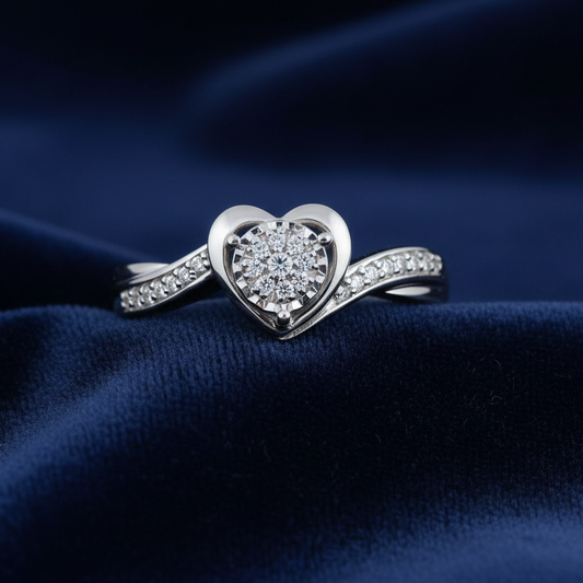 LADIES RING 0.10CT ROUND DIAMOND 10K WHITE GOLD