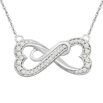 LADIES NECKLACE 0.20CT ROUND DIAMOND STERLING SILVER/WHITE GOLD