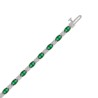 14K WHITE GOLD 6 7/8CT ROUND/EMERALD OVAL DIAMOND LADIES BRACELET (EMERALD OVAL 6 1/6CT)