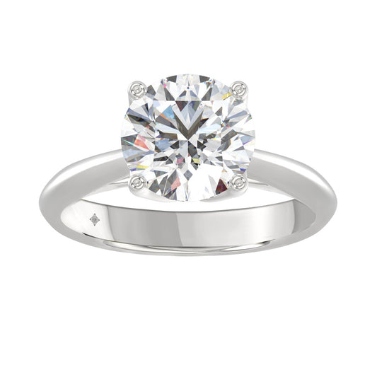 LADIES SOLITAIRE RING 3CT ROUND DIAMOND 14K WHITE GOLD