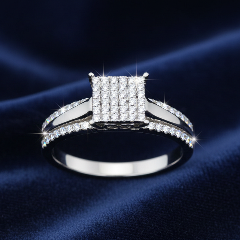 LADIES RING 0.20CT ROUND DIAMOND 10K WHITE GOLD