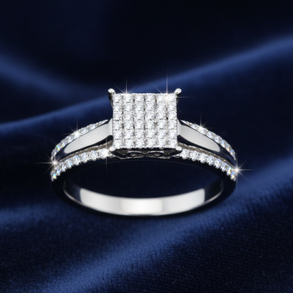 LADIES RING 0.20CT ROUND DIAMOND 10K WHITE GOLD