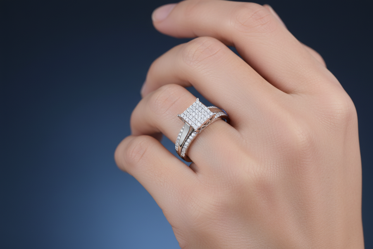 LADIES RING 0.20CT ROUND DIAMOND 10K WHITE GOLD