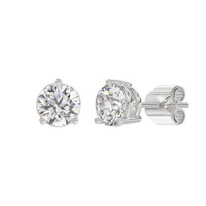 LADIES SOLITAIRE EARRINGS 4CT ROUND DIAMOND 14K WHITE GOLD (CENTER STONE ROUND DIAMOND 2CT )
