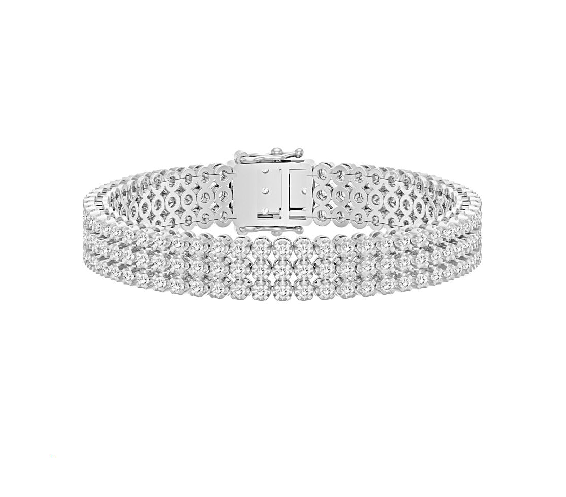LADIES BRACELET 5.00CT ROUND DIAMOND 14K WHITE GOLD