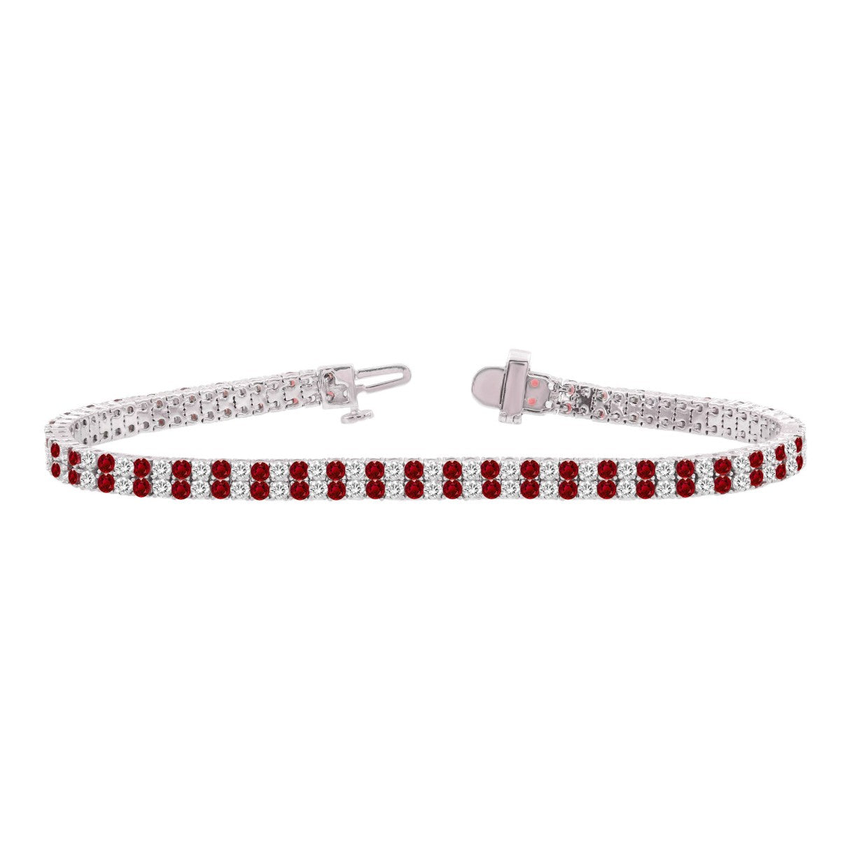 14K WHITE GOLD 5 3/4CT ROUND/RUBY ROUND DIAMOND LADIES BRACELET (RUBY ROUND DIAMOND 2 3/4CT)