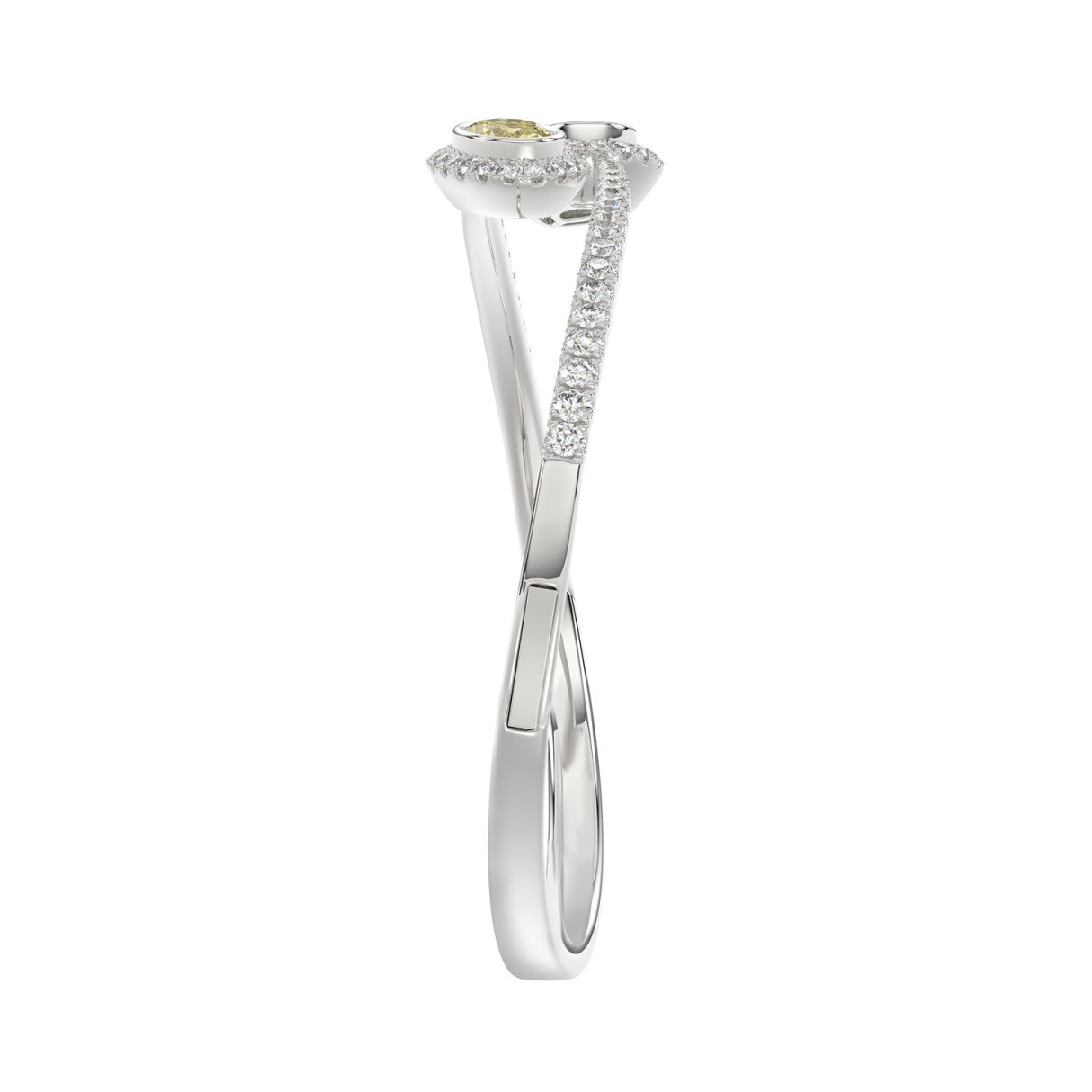 14K WHITE GOLD 3 1/2CT ROUND/OVAL/PEAR DIAMOND LADIES BANGLE (YELLOW PEAR/YELLOW OVAL DIAMOND)