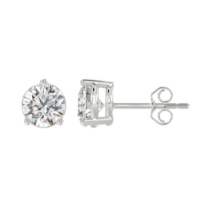 LADIES SOLITAIRE EARRINGS 4CT ROUND DIAMOND 14K WHITE GOLD (CENTER STONE ROUND DIAMOND 2CT )