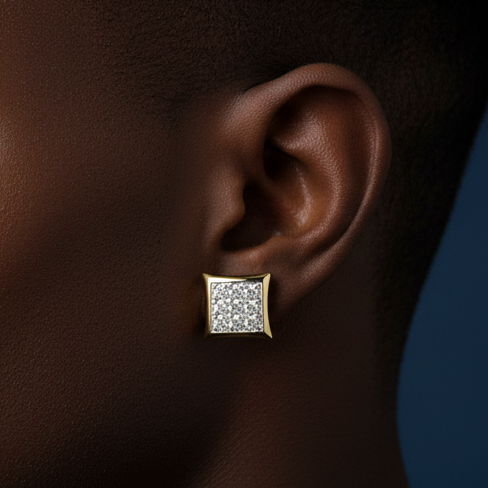 MEN'S YUVA KITE EARRINGS 0.05CT ROUND DIAMOND 10K YELLOW GOLD