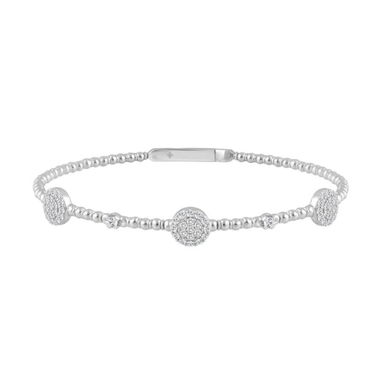 14K WHITE GOLD 5/8CT ROUND DIAMOND LADIES BANGLE