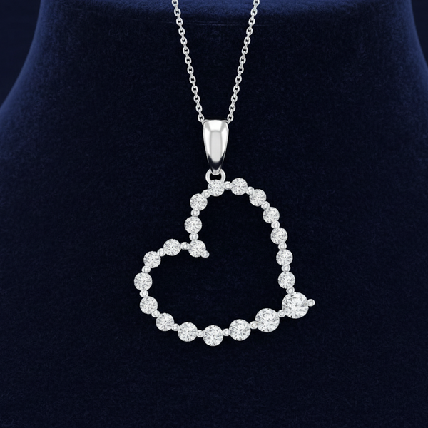 LADIES PENDANT WITH CHAIN 0.50CT ROUND DIAMOND 10K WHITE GOLD