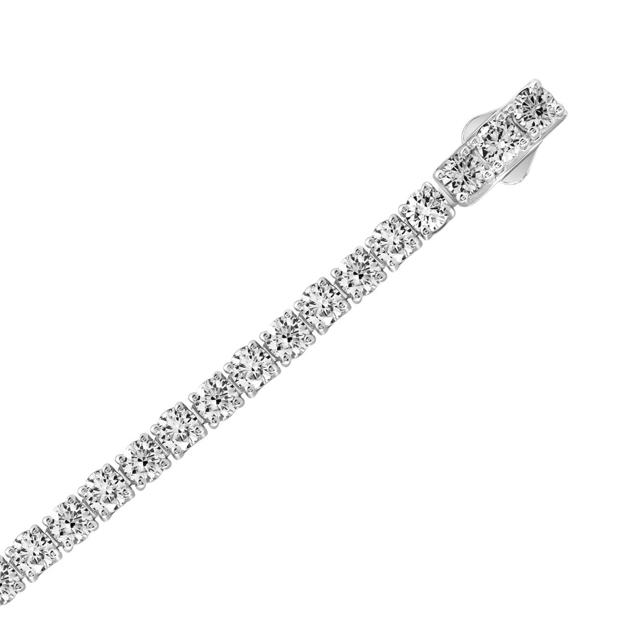 18K WHITE GOLD 5.00CT ROUND DIAMOND LADIES TENNIS BRACELET (TALON CLAWS LOCK)