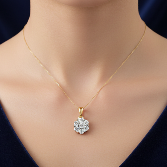 LADIES PENDANT WITH CHAIN 0.15CT ROUND DIAMOND 10K YELLOW GOLD