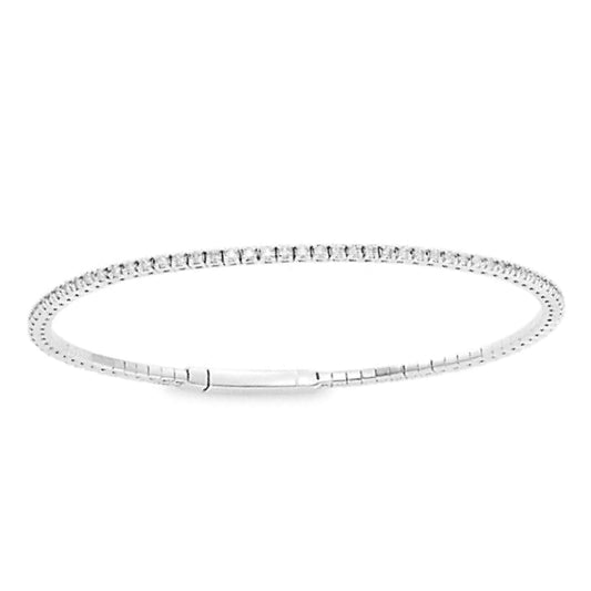 LADIES TENNIS FLEXIBLE BANGLE 0.75CT ROUND DIAMOND 14K WHITE GOLD