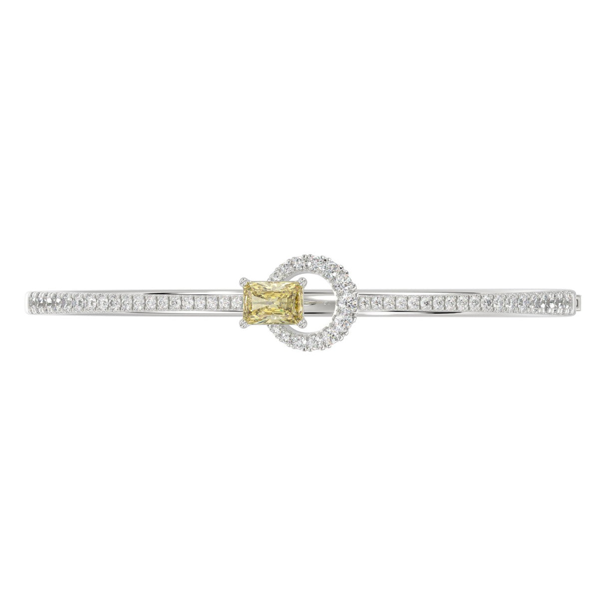 14K WHITE GOLD 2.00CT ROUND/RADIANT DIAMOND LADIES BANGLE