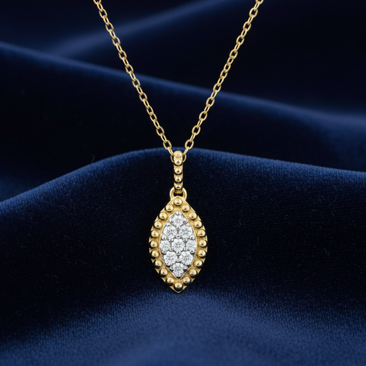 LADIES PENDANT 0.10CT ROUND DIAMOND 10K YELLOW GOLD