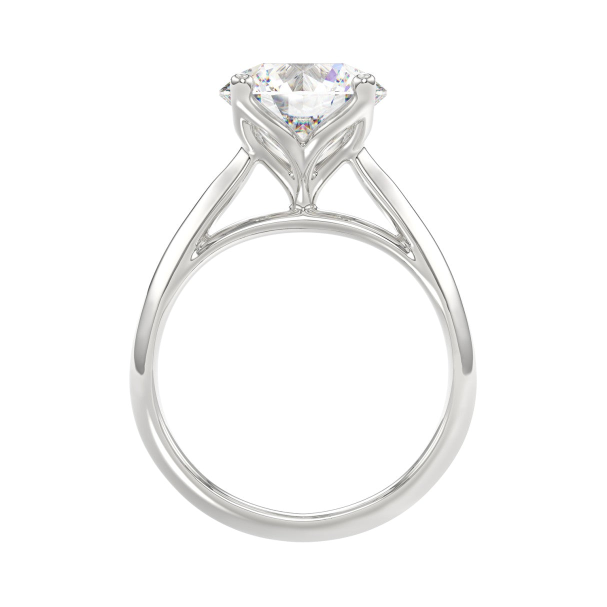LADIES SOLITAIRE RING 4CT ROUND DIAMOND 14K WHITE GOLD