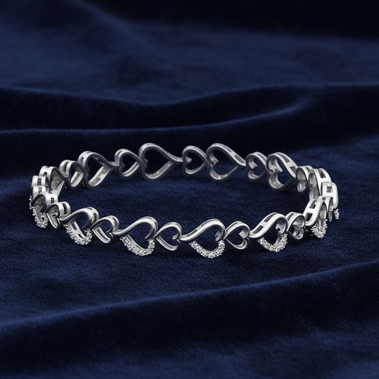 LADIES BRACELET 0.10CT ROUND DIAMOND STERLING SILVER WHITE