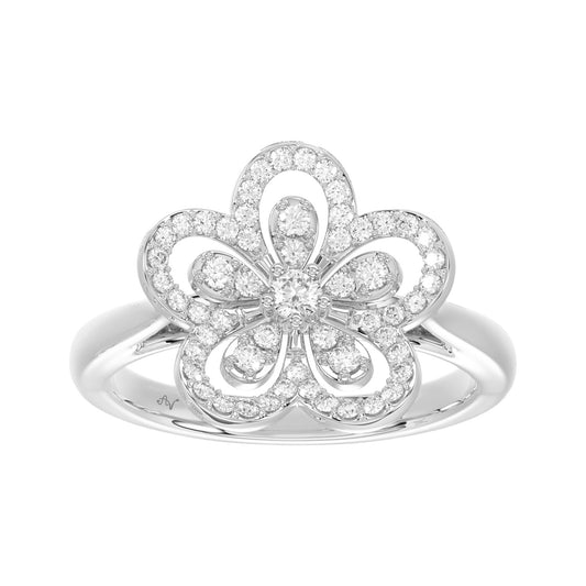 LADIES RING 0.33CT ROUND DIAMOND 14K WHITE GOLD