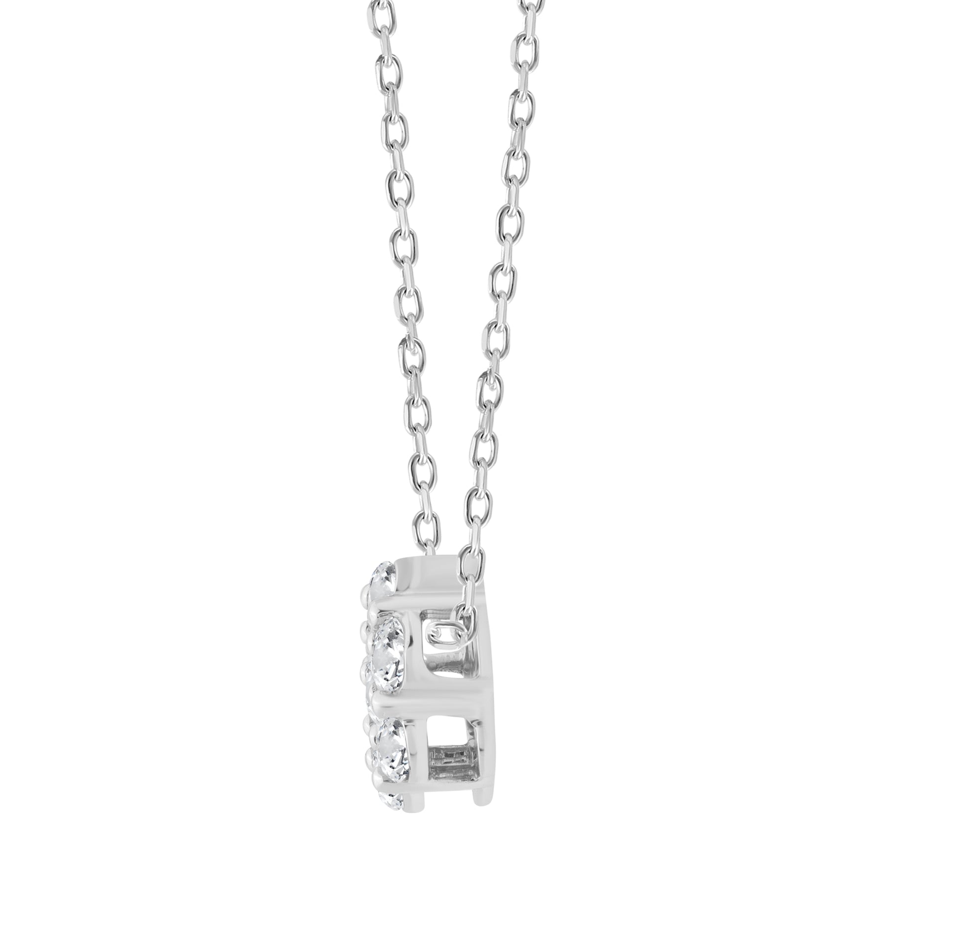 LADIES PENDANT WITH CHAIN 0.50CT ROUND DIAMOND 14K WHITE GOLD