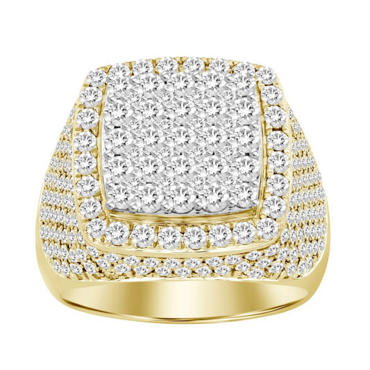 MEN'S RING 3.85CT ROUND DIAMOND 10K YELLOW GOLD