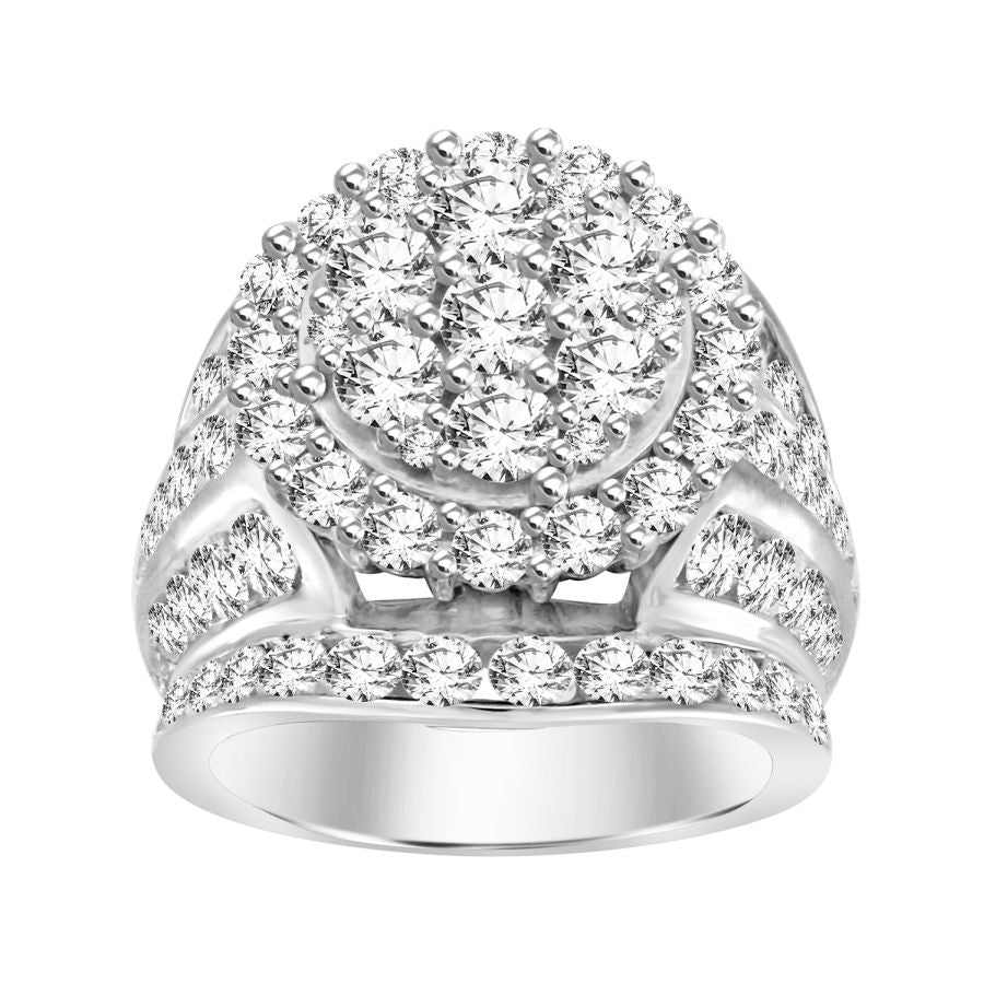 LADIES RING 5.00CT ROUND DIAMOND 10K WHITE GOLD
