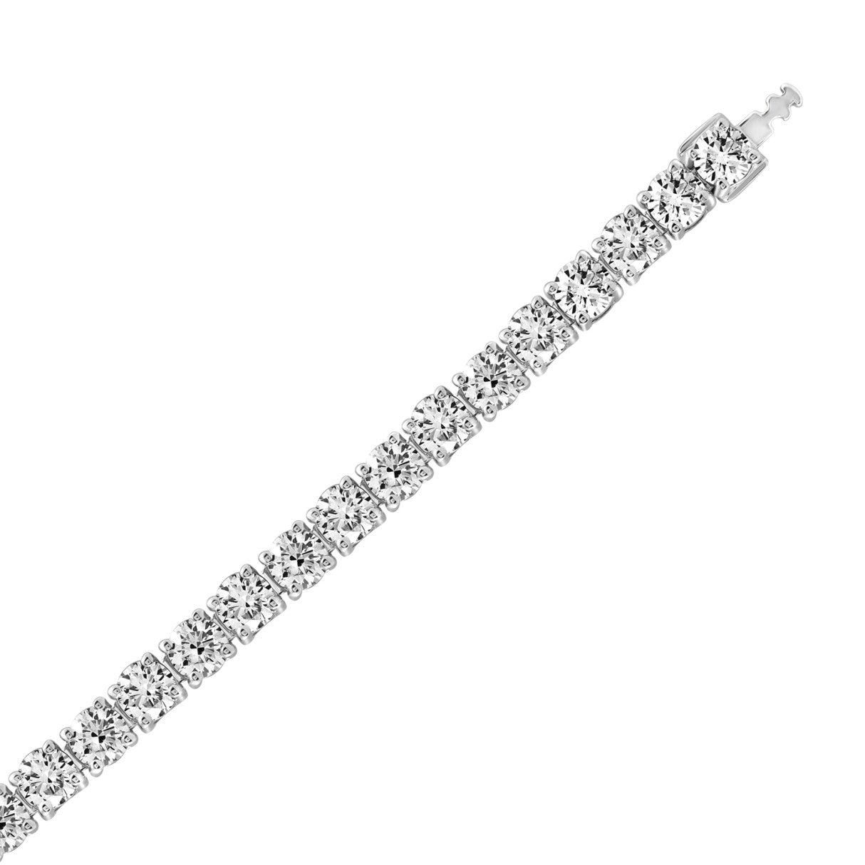 18K WHITE GOLD 5.00CT ROUND DIAMOND LADIES TENNIS BRACELET (TALON CLAWS LOCK)