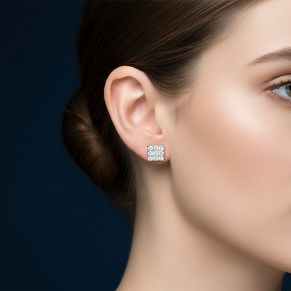 LADIES EARRINGS 0.25CT ROUND DIAMOND STERLING SILVER/WHITE GOLD