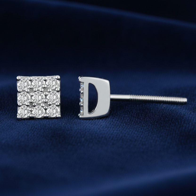 LADIES EARRINGS 0.25CT ROUND DIAMOND STERLING SILVER/WHITE GOLD