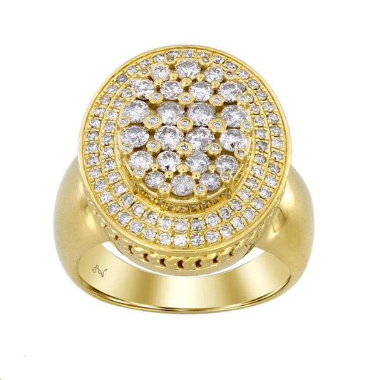 MEN'S RING 2.00CT ROUND DIAMOND 10K YELLOW GOLD