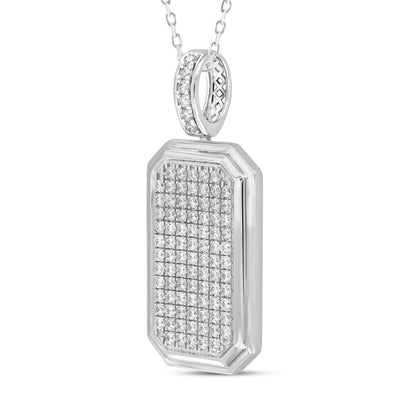 MEN'S CHARM PENDANT 3CT ROUND DIAMOND 10K WHITE GOLD