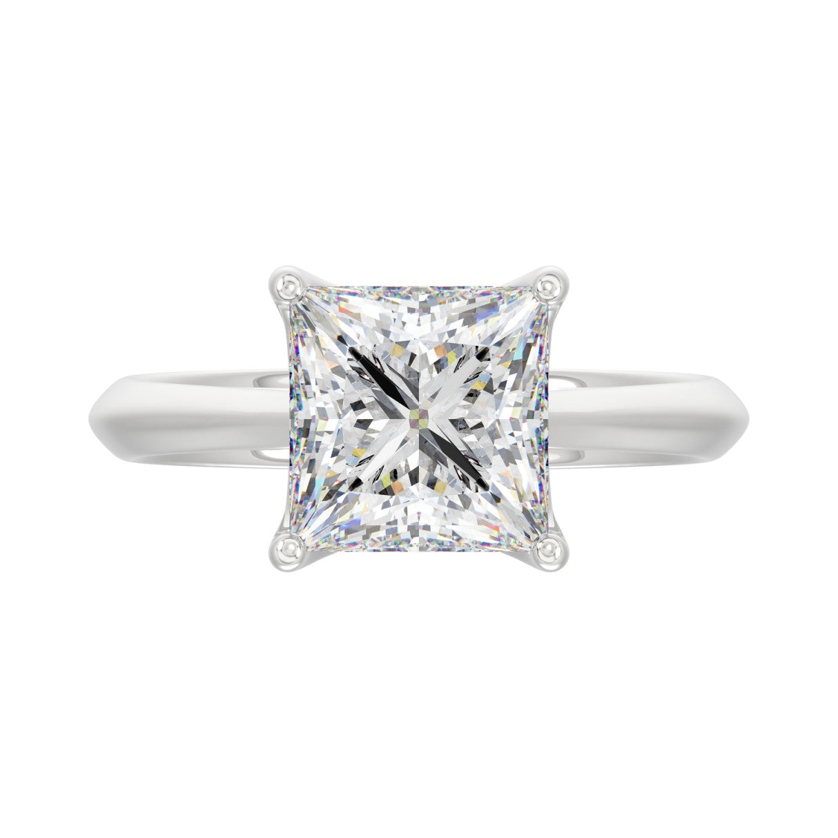 LADIES SOLITAIRE RING 4CT PRINCESS DIAMOND 14K WHITE GOLD