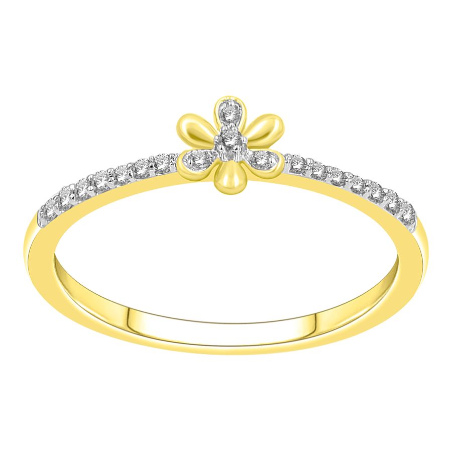 LADIES RING 0.10CT ROUND DIAMOND 10K YELLOW GOLD