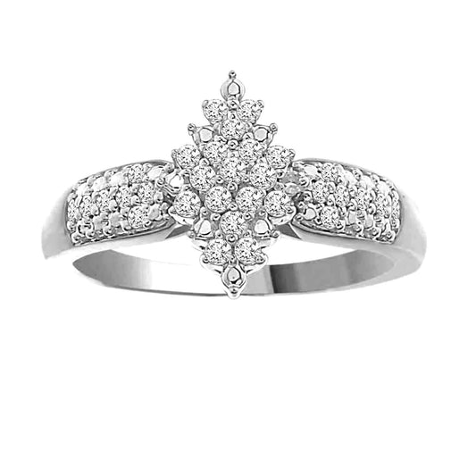 LADIES RING 0.20CT ROUND DIAMOND 10K WHITE GOLD